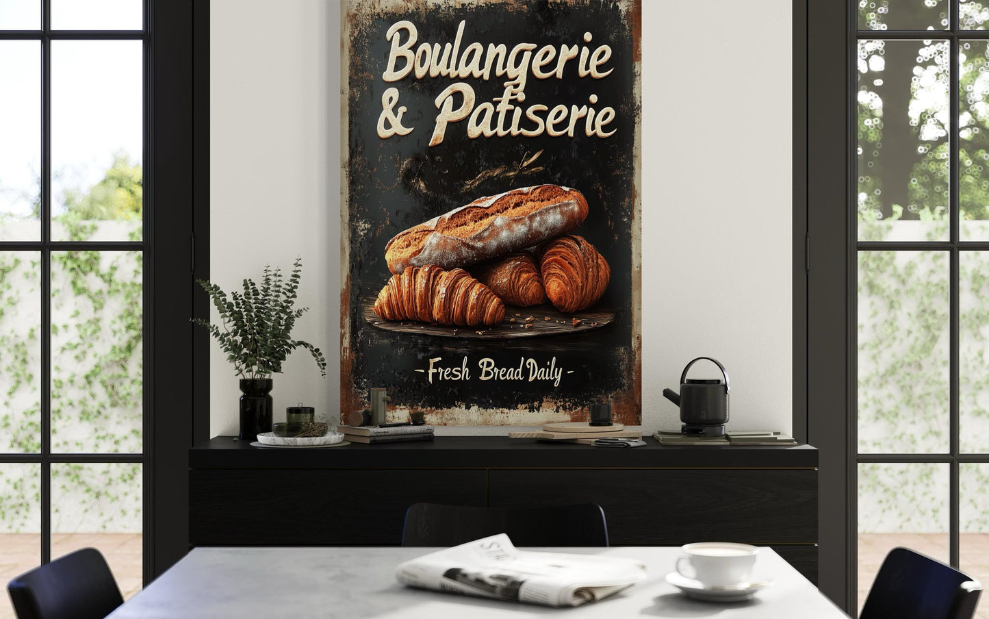Boulangerie & Patisserie Sign Dark Kitchen Wall Art