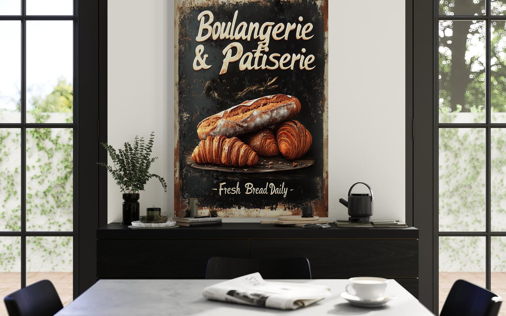 Boulangerie & Patisserie Sign Dark Kitchen Wall Art