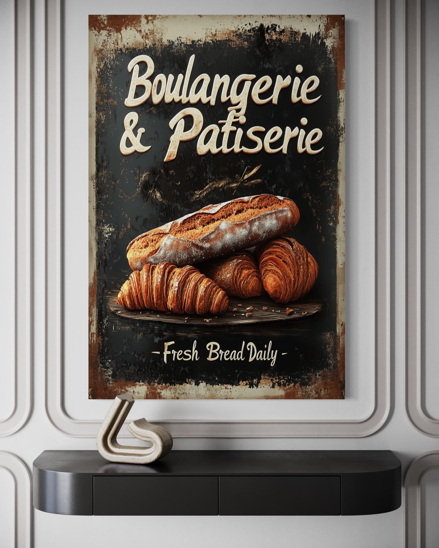 Boulangerie & Patisserie Sign Dark Kitchen Wall Art