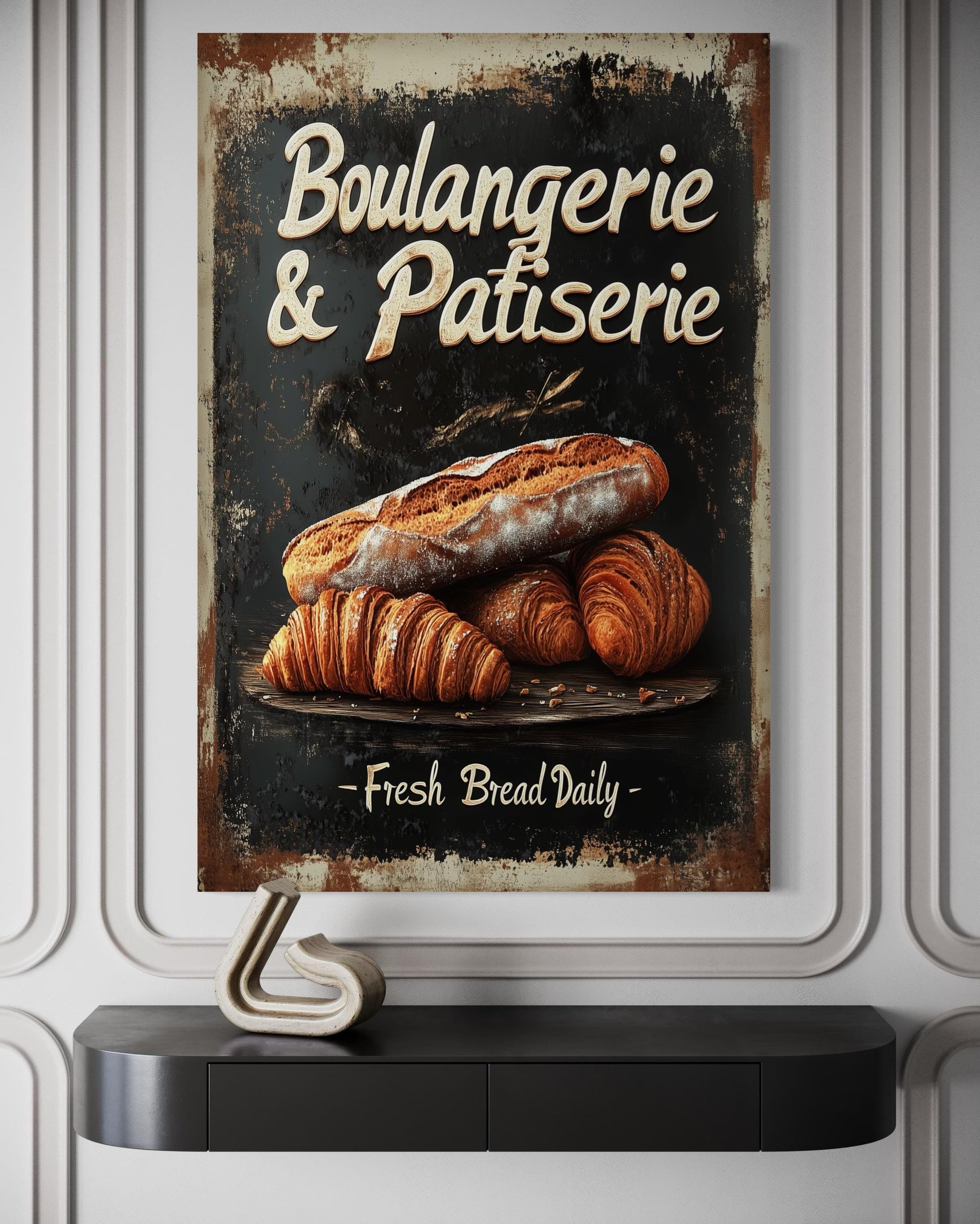 Boulangerie & Patisserie Sign Dark Kitchen Wall Art