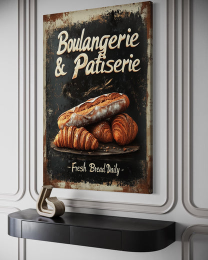 Boulangerie & Patisserie Sign Dark Kitchen Wall Art