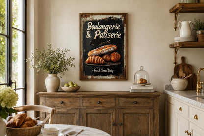 Boulangerie & Patisserie Sign Dark Kitchen Wall Art