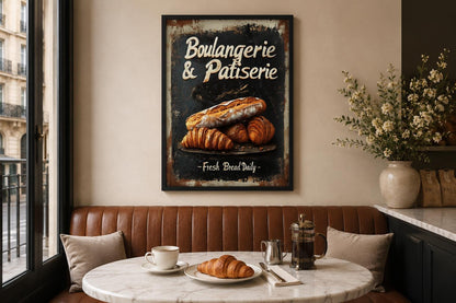 Boulangerie & Patisserie Sign Dark Kitchen Wall Art