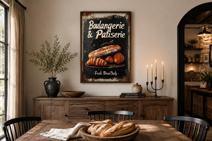 Boulangerie & Patisserie Sign Dark Kitchen Wall Art