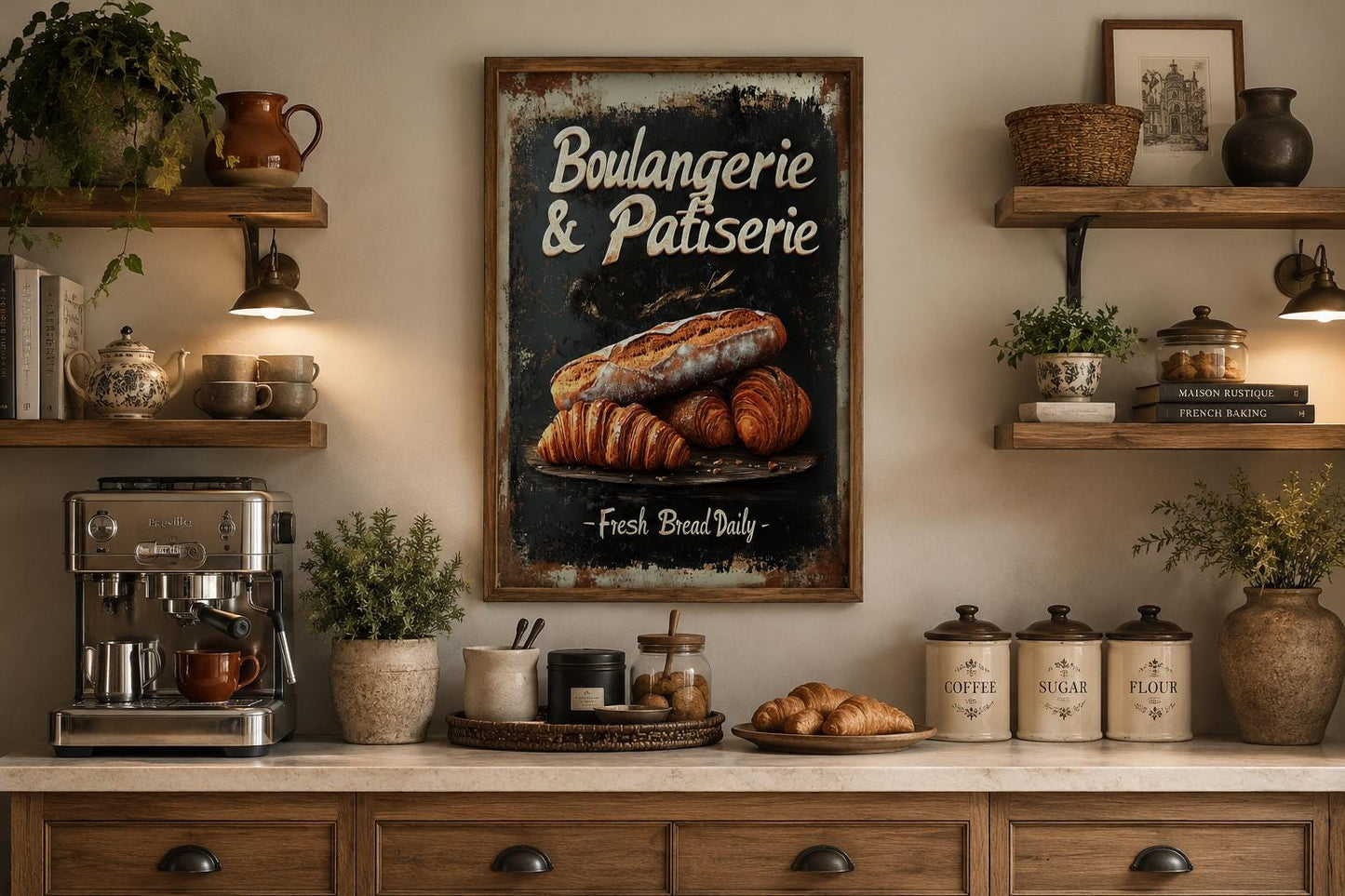 Boulangerie & Patisserie Sign Dark Kitchen Wall Art