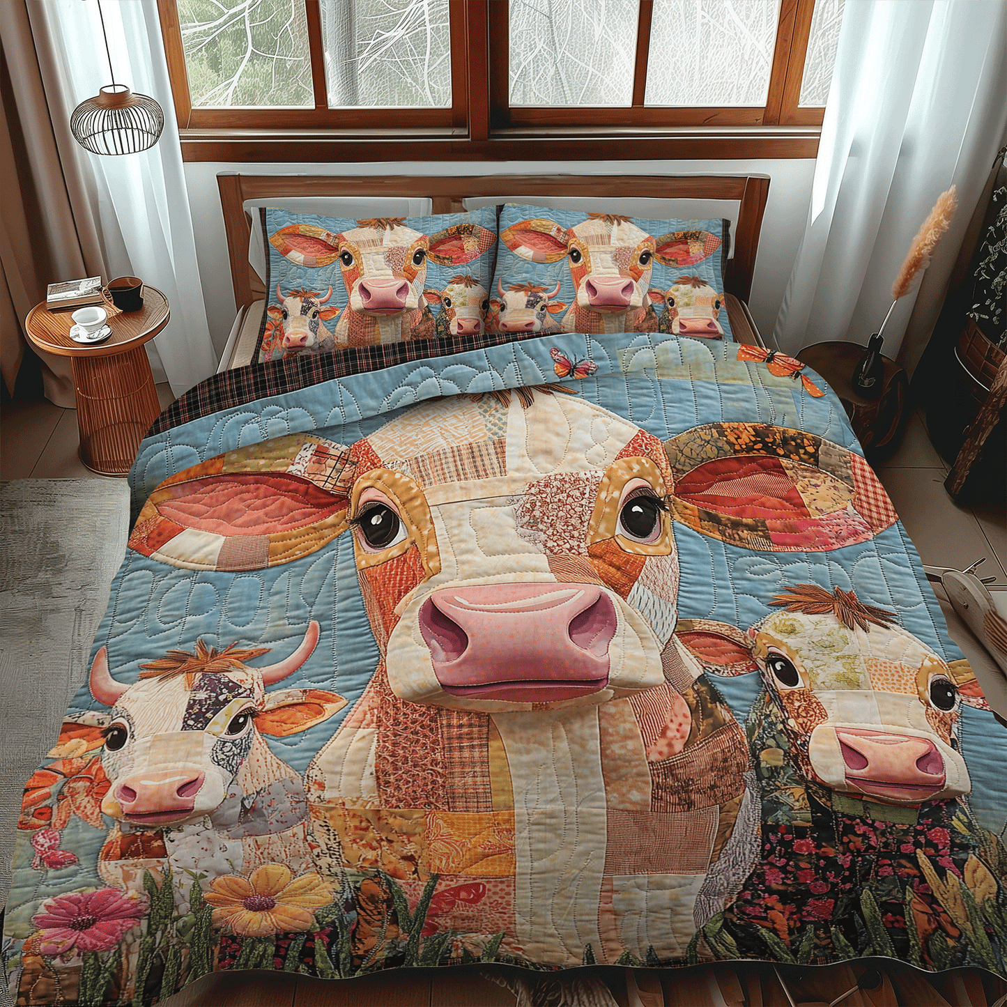 Bovine Beauties 3-Piece Quilted Bedding Set - Single (59" x 70")