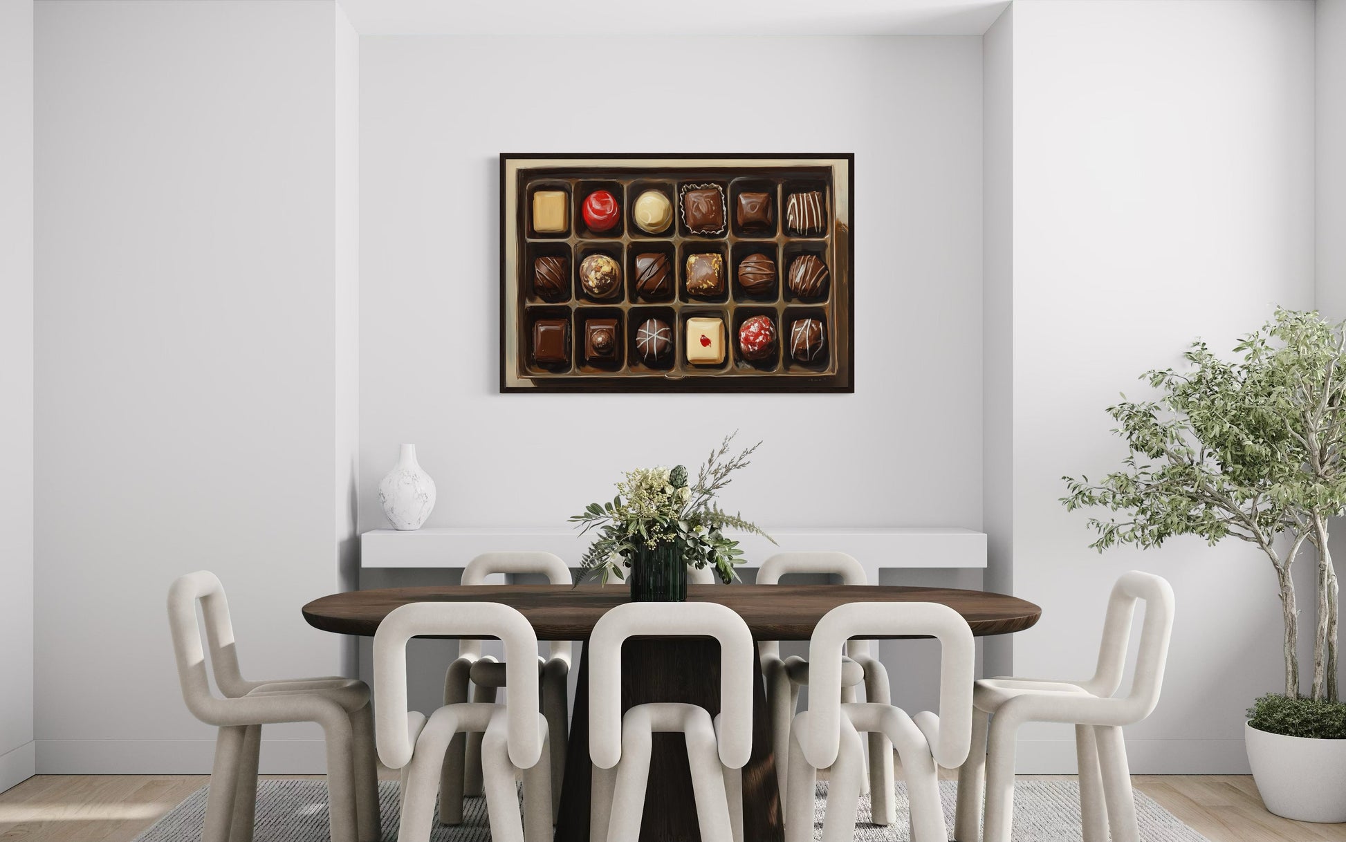 Box Of Chocolate Candy Framed Canvas Wall Art For Kitchen Decor