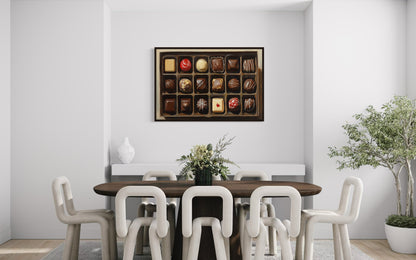 Box Of Chocolate Candy Framed Canvas Wall Art For Kitchen Decor