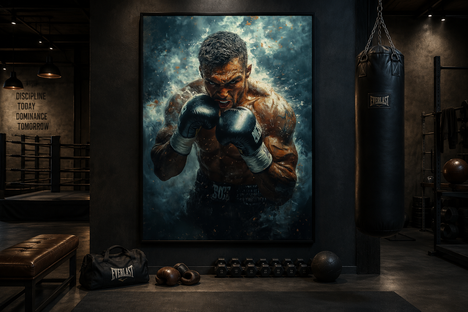 Boxer Wall Art Print – Motivational Gym Decor | Masculine Fitness Art | Decor For Men