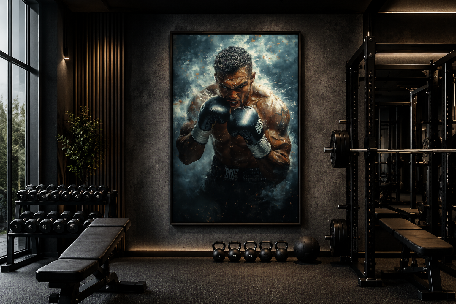 Boxer Wall Art Print – Motivational Gym Decor | Masculine Fitness Art | Decor For Men