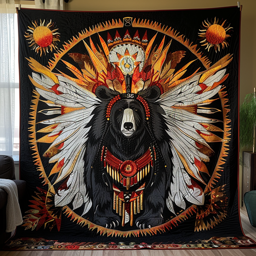 Brave General Bear Quilted Blanket - Throw (55" x 60")