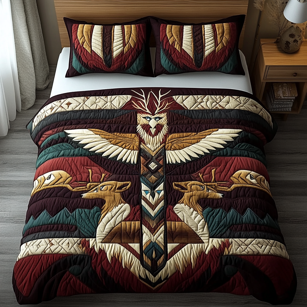 Brave Totem 3-Piece Quilted Bedding Set - Single (59" x 70")