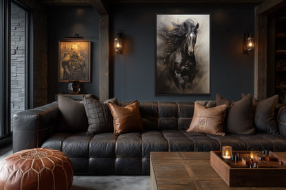 Brown Abstract Horse Framed Canvas Wall Art
