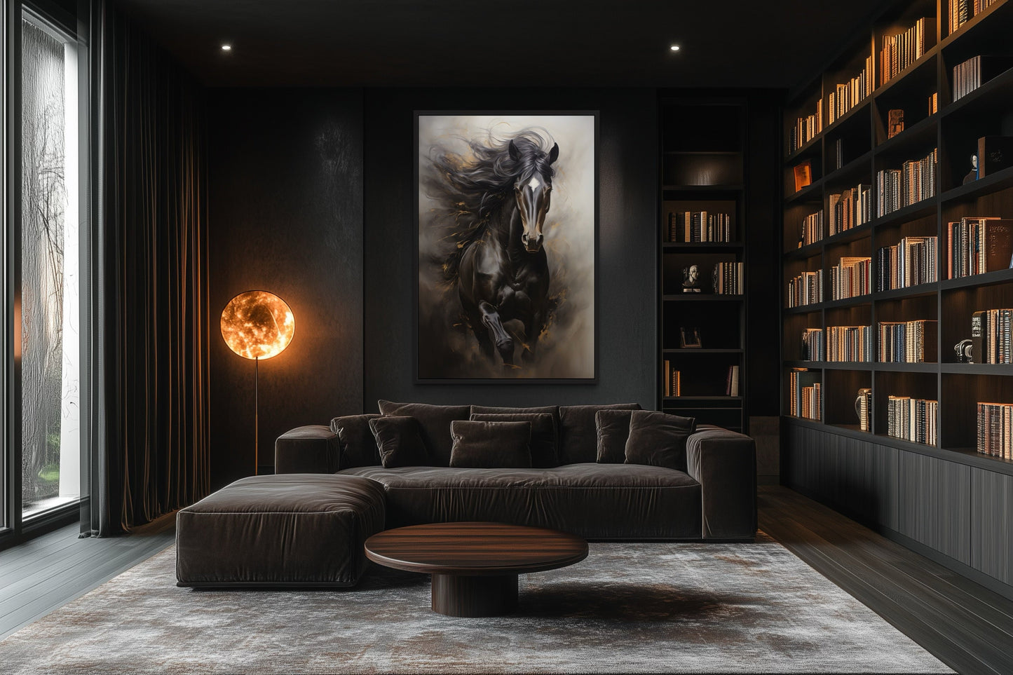 Brown Abstract Horse Framed Canvas Wall Art