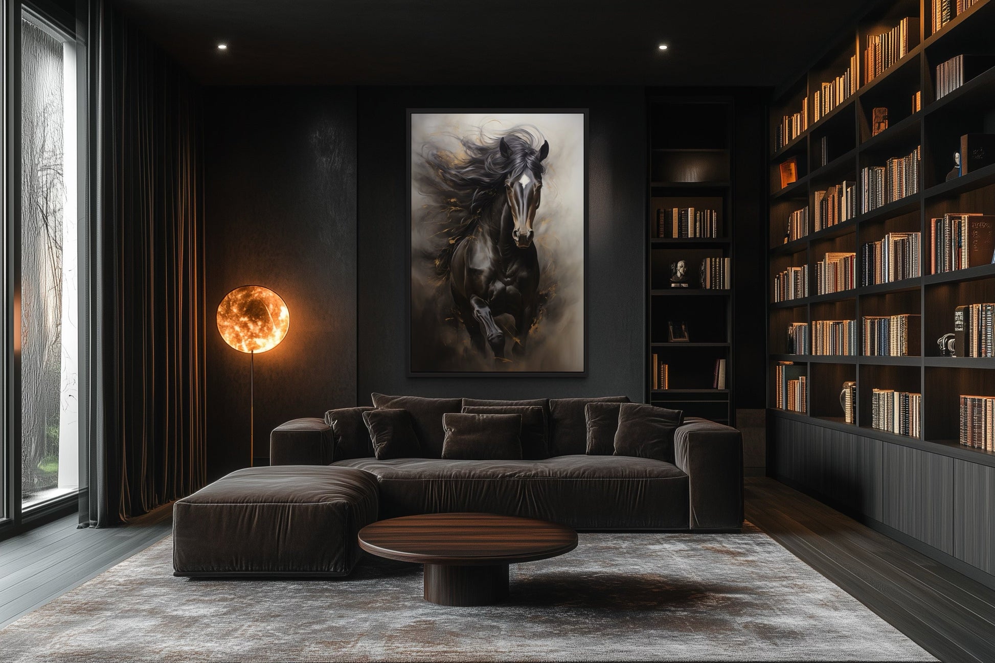 Brown Abstract Horse Framed Canvas Wall Art