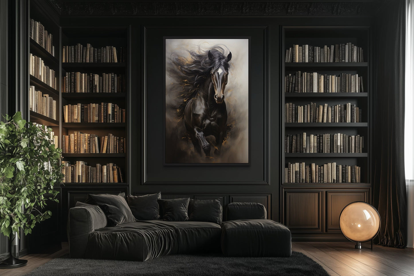 Brown Abstract Horse Framed Canvas Wall Art
