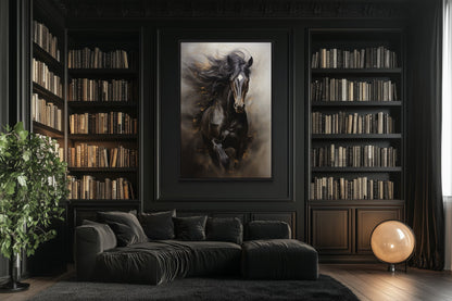Brown Abstract Horse Framed Canvas Wall Art
