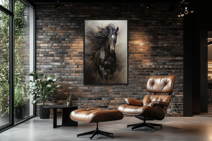 Brown Abstract Horse Framed Canvas Wall Art
