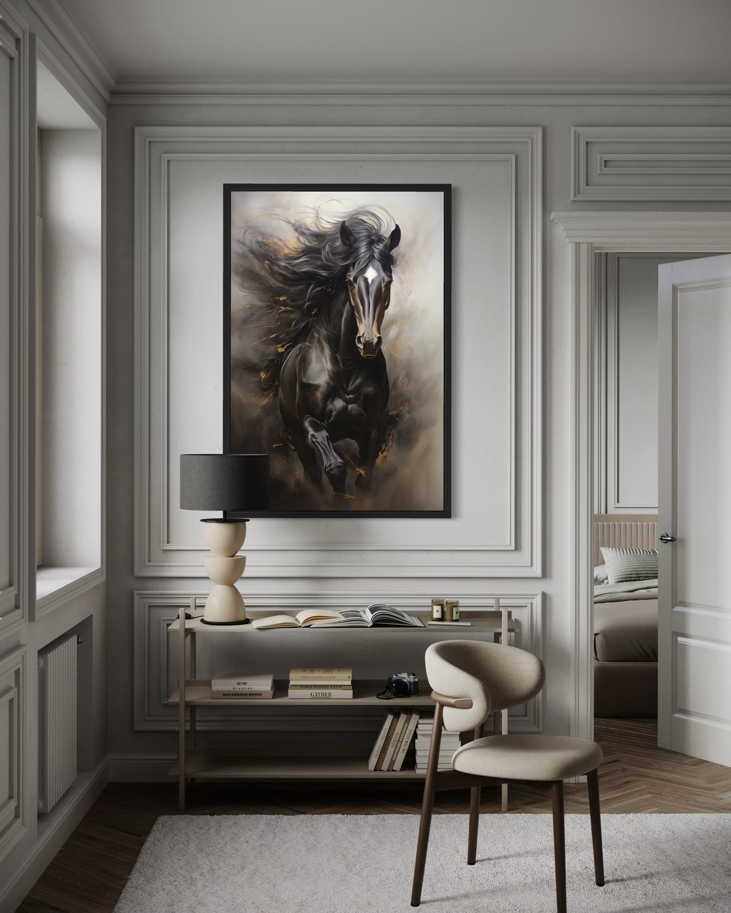 Brown Abstract Horse Framed Canvas Wall Art