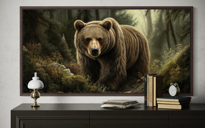 Brown Bear Wall Art | Majestic Forest Artwork - Rustic Cabin Decor Canvas Print