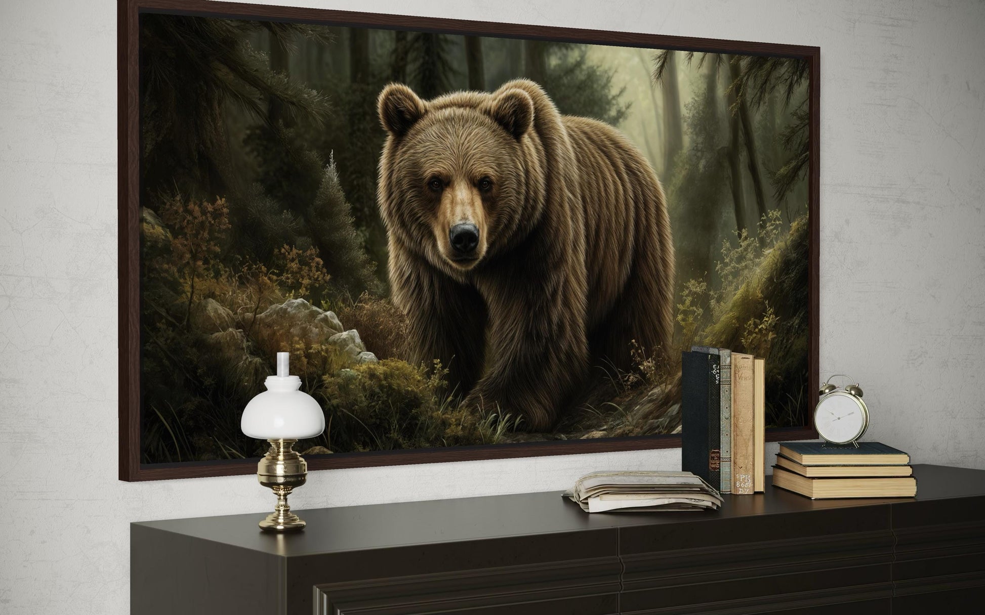 Brown Bear Wall Art | Majestic Forest Artwork - Rustic Cabin Decor Canvas Print