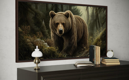 Brown Bear Wall Art | Majestic Forest Artwork - Rustic Cabin Decor Canvas Print
