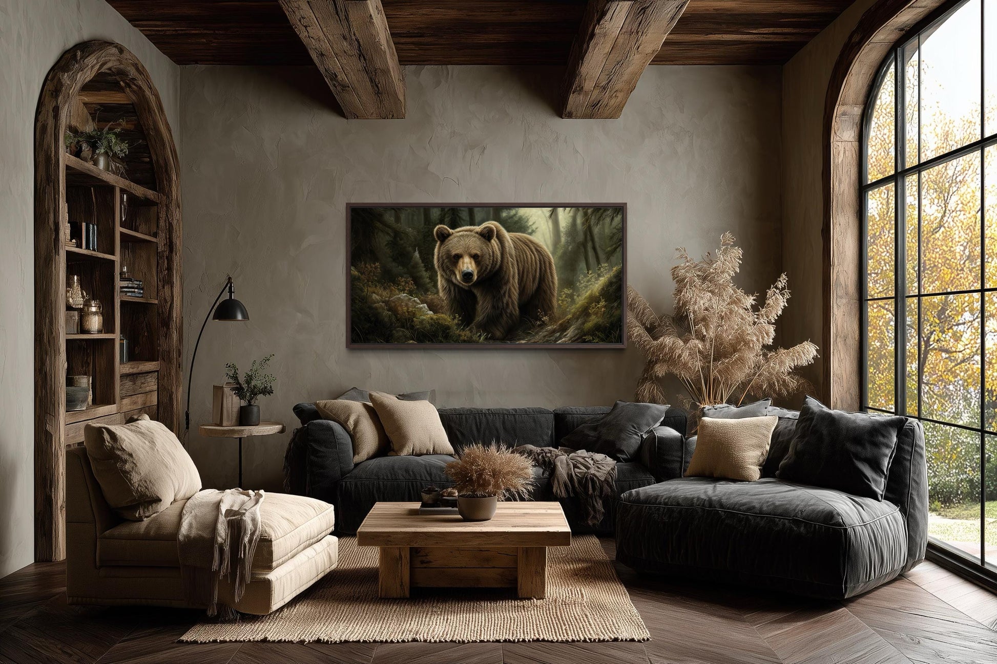 Brown Bear Wall Art | Majestic Forest Artwork - Rustic Cabin Decor Canvas Print