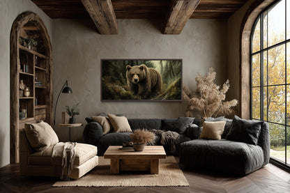 Brown Bear Wall Art | Majestic Forest Artwork - Rustic Cabin Decor Canvas Print