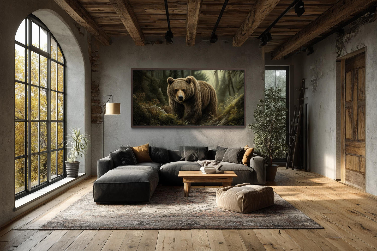Brown Bear Wall Art | Majestic Forest Artwork - Rustic Cabin Decor Canvas Print
