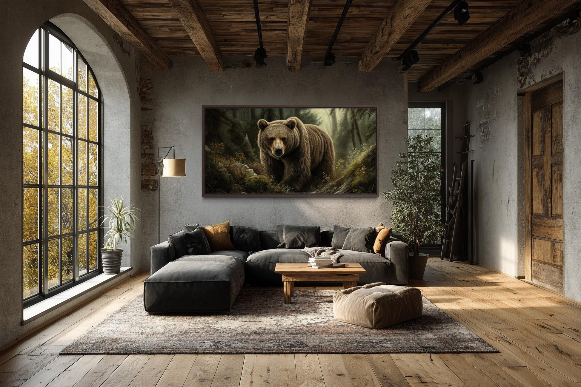 Brown Bear Wall Art | Majestic Forest Artwork - Rustic Cabin Decor Canvas Print