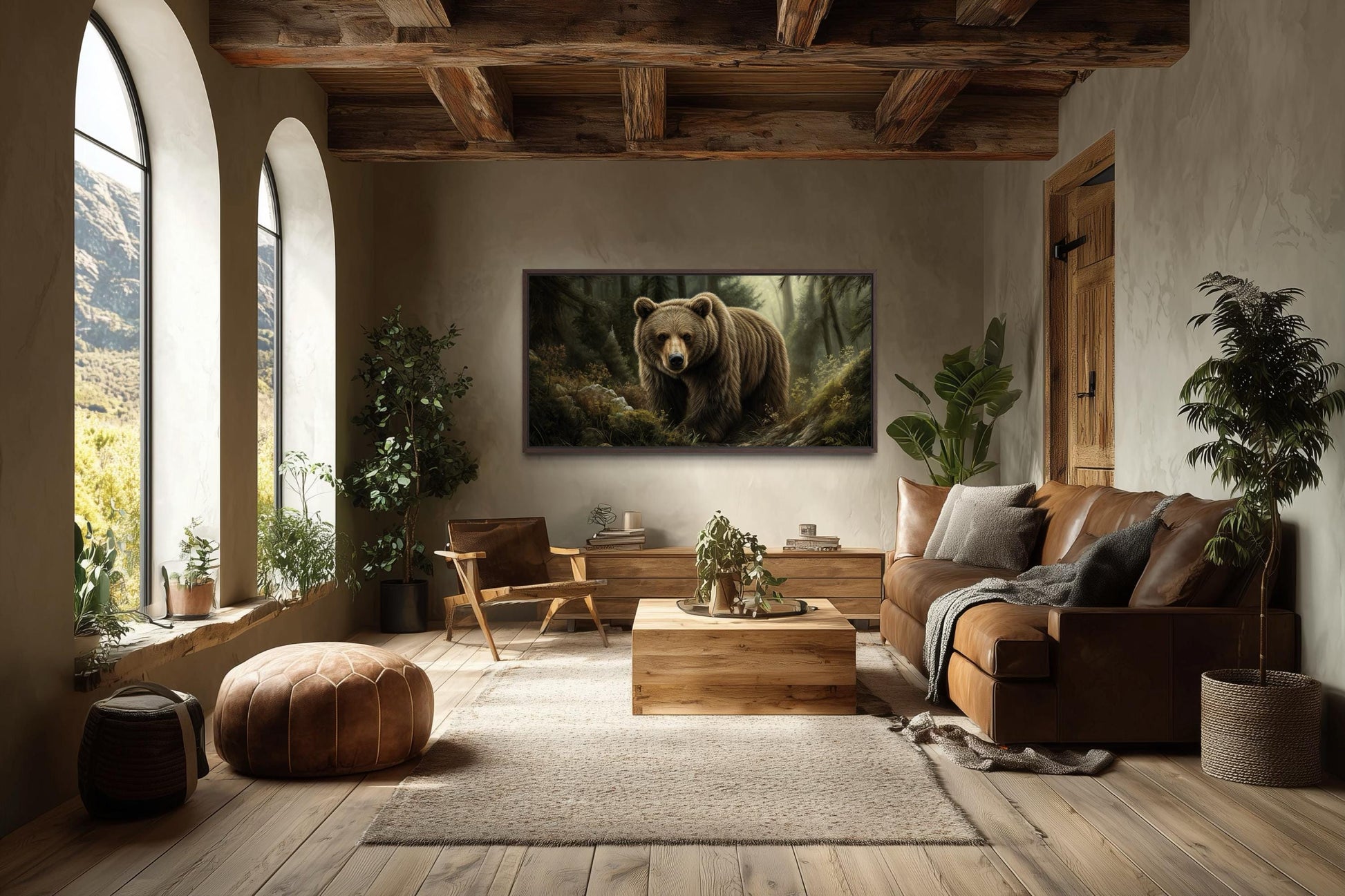 Brown Bear Wall Art | Majestic Forest Artwork - Rustic Cabin Decor Canvas Print