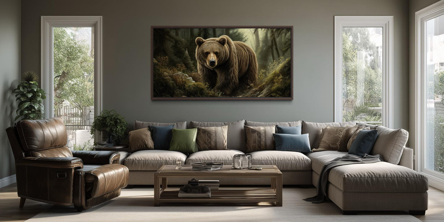 Brown Bear Wall Art | Majestic Forest Artwork - Rustic Cabin Decor Canvas Print