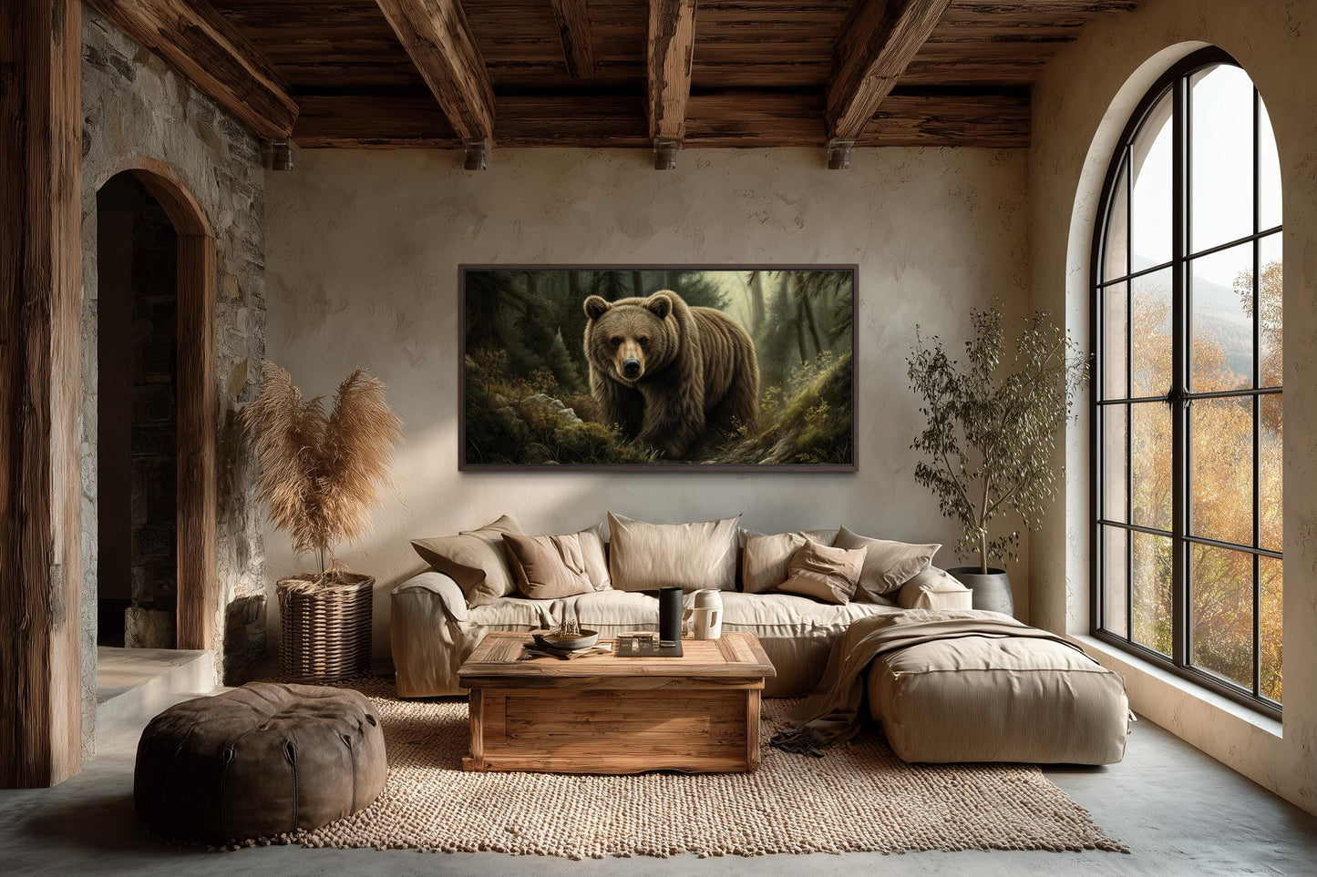 Brown Bear Wall Art | Majestic Forest Artwork - Rustic Cabin Decor Canvas Print