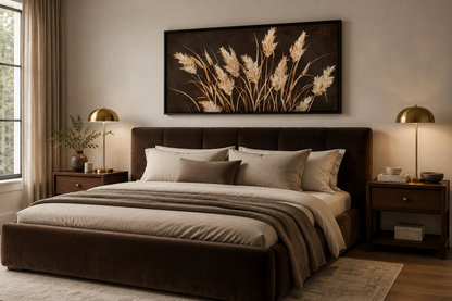 Boho Canvas Wall Art – Brown Beige Framed Canvas Print | Rustic Farmhouse Decor