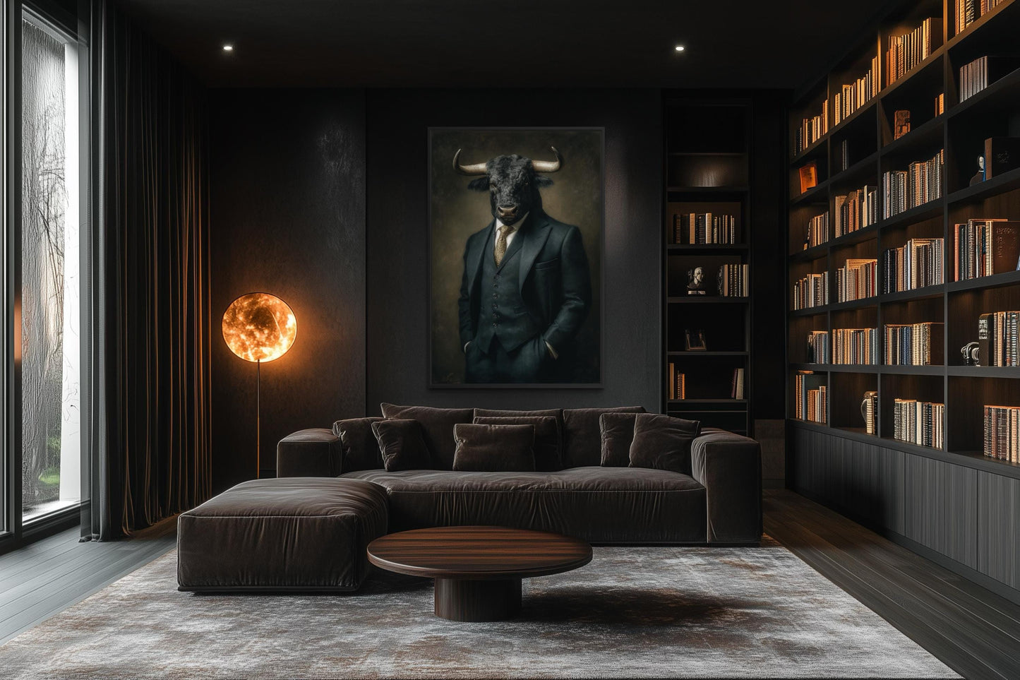 Bull In Suit Canvas - Powerful Boss Office Wall Art | Masculine Business Decor