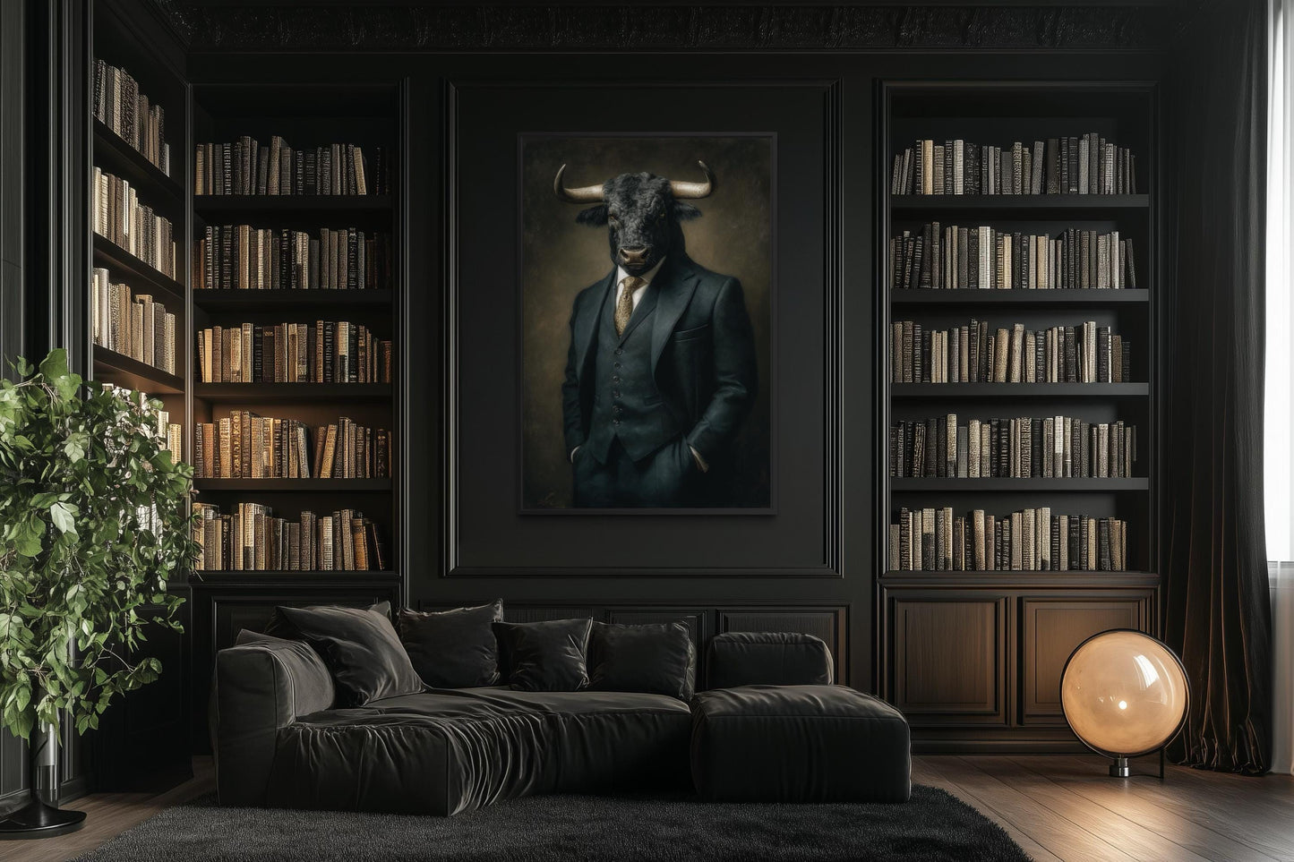 Bull In Suit Canvas - Powerful Boss Office Wall Art | Masculine Business Decor