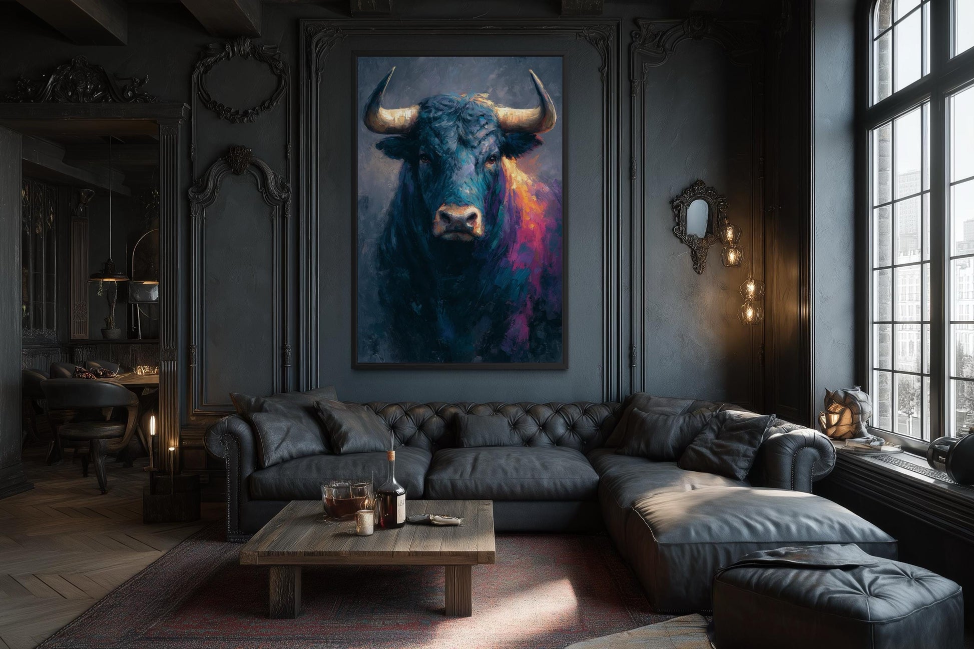 Bull Wall Art – Modern Bull Painting Canvas | Bold Masculine Statement Artwork