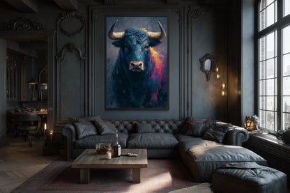 Bull Wall Art – Modern Bull Painting Canvas | Bold Masculine Statement Artwork