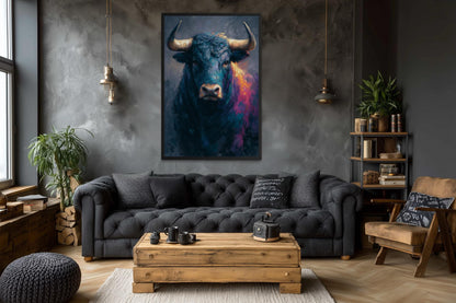 Bull Wall Art – Modern Bull Painting Canvas | Bold Masculine Statement Artwork