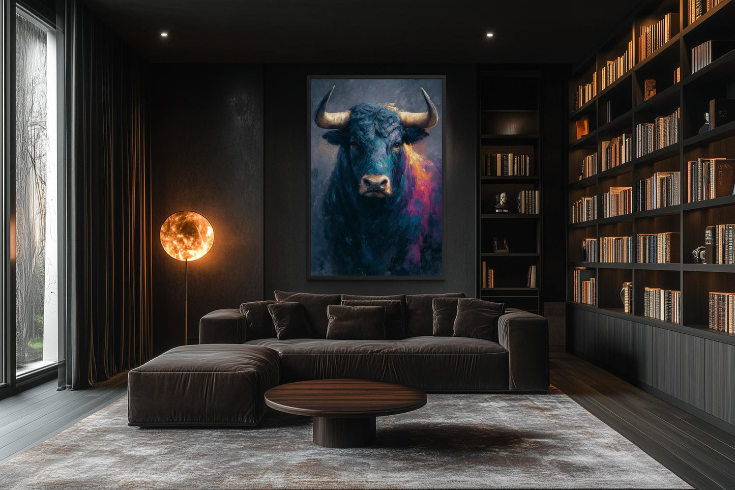 Bull Wall Art – Modern Bull Painting Canvas | Bold Masculine Statement Artwork