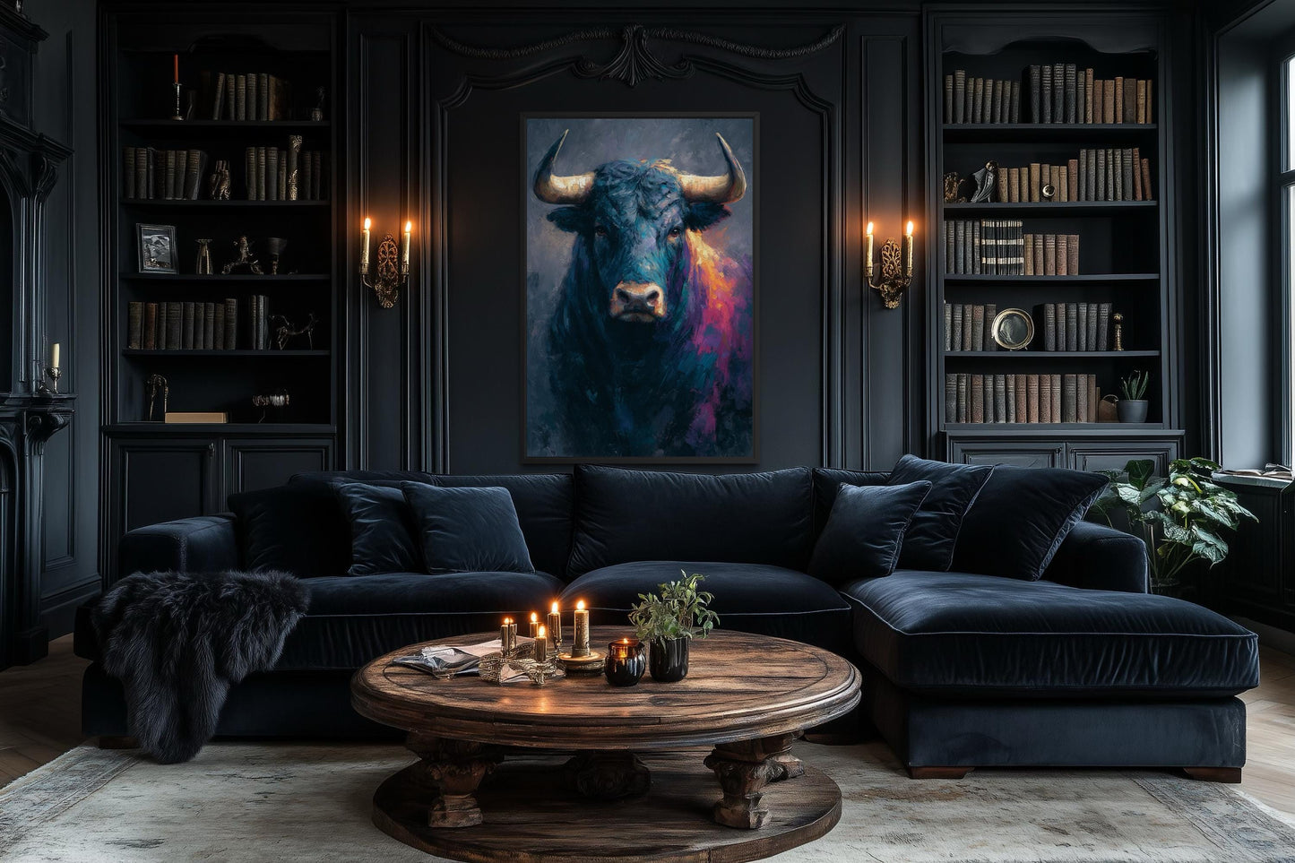 Bull Wall Art – Modern Bull Painting Canvas | Bold Masculine Statement Artwork