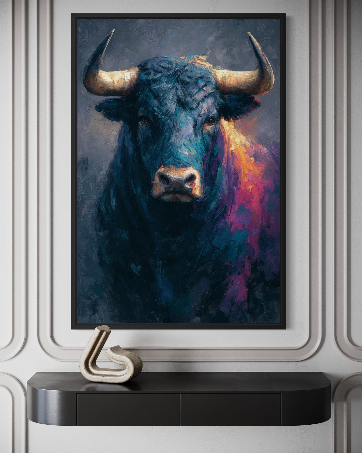 Bull Wall Art – Modern Bull Painting Canvas | Bold Masculine Statement Artwork