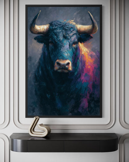 Bull Wall Art – Modern Bull Painting Canvas | Bold Masculine Statement Artwork