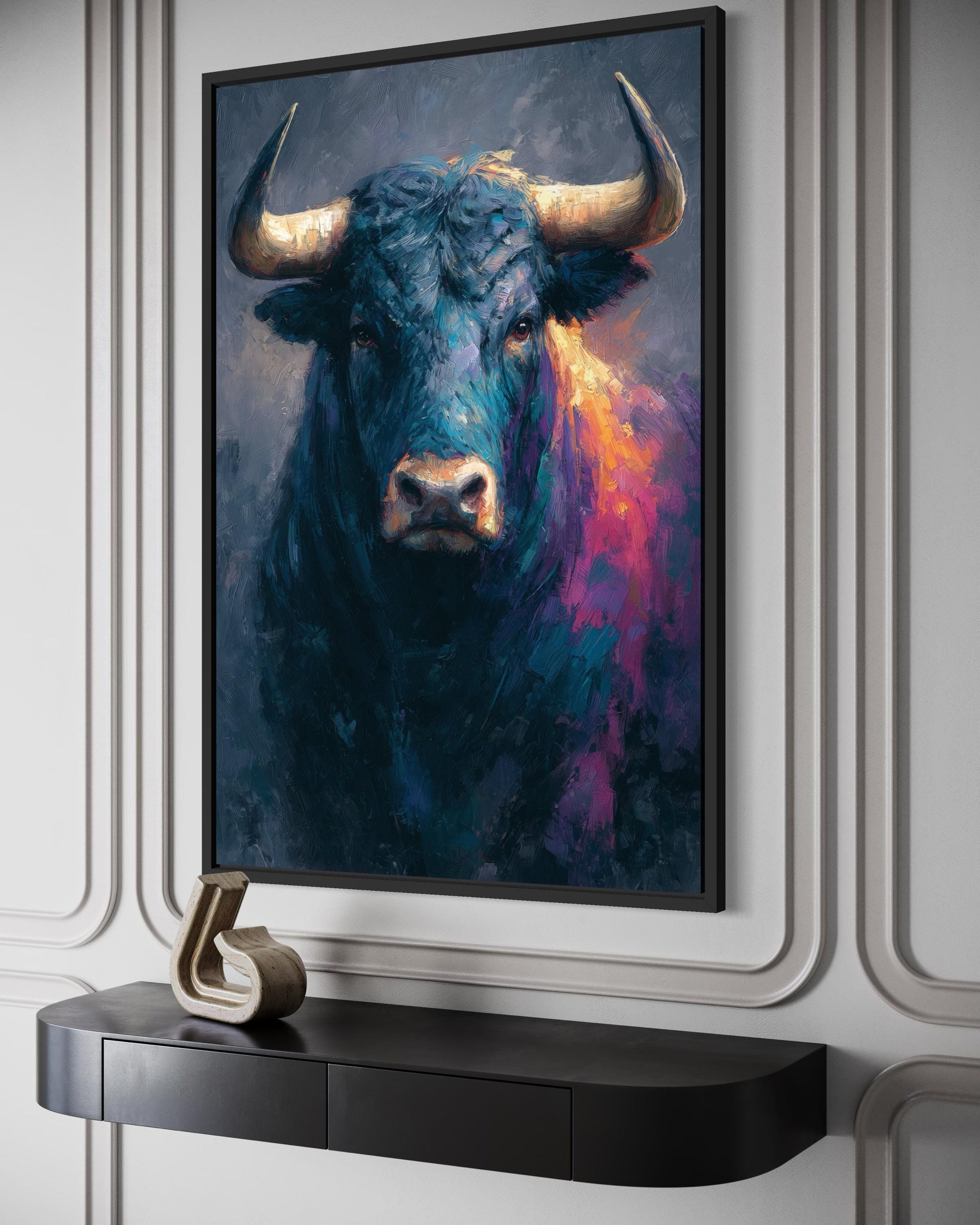 Bull Wall Art – Modern Bull Painting Canvas | Bold Masculine Statement Artwork