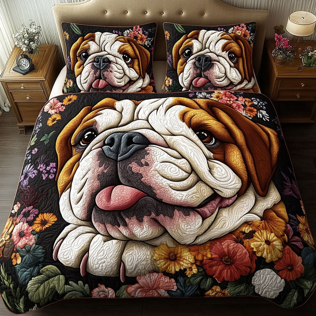 Bulldog Adventures 3-Piece Quilted Bedding Set - Single (59" x 70")