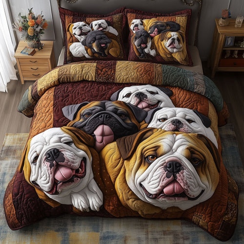 Bulldog Companionship 3-Piece Quilted Bedding Set - Single (59" x 70")