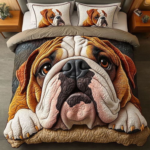 Bulldog Eyes 3-Piece Quilted Bedding Set - Single (59" x 70")