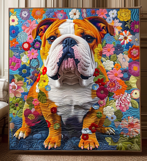 Bulldog Garden Quilted Blanket - Throw (55" x 60")