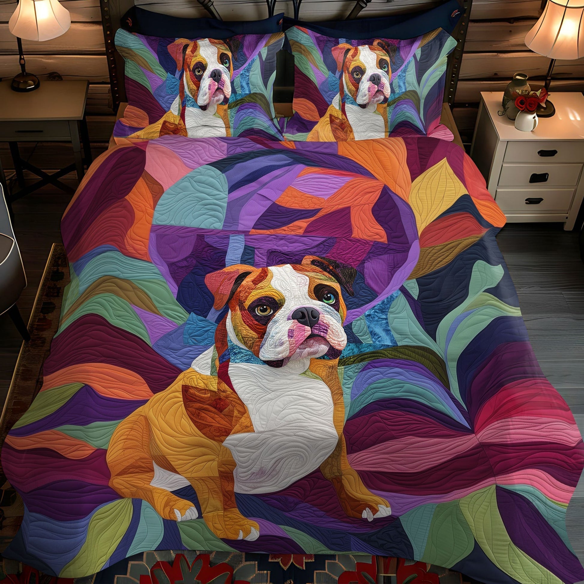 Bulldog Haven 3-Piece Quilted Bedding Set - Single (59" x 70")