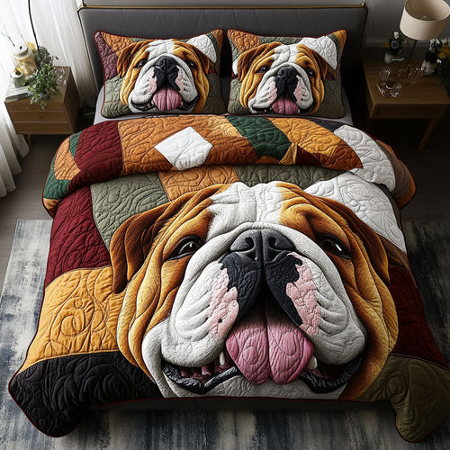 Bulldog Joy 3-Piece Quilted Bedding Set - Single (59" x 70")
